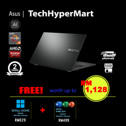 Asus Vivobook Go E1504F-ABQ770WS 15.6" Laptop/ Notebook (Ryzen 3 7320U, 8GB, 512GB, AMD Radeon, W11H, Off Home 2024 + Off 365 Basic, AI Chip)