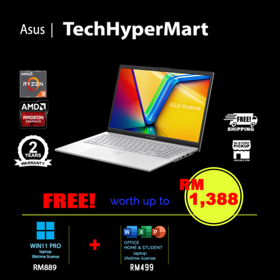 Asus Vivobook Go E1504F-ANJ871WSM-W11P 15.6" Laptop/ Notebook (Ryzen 3 7320U, 8GB, 512GB, AMD Radeon, W11P, Off H&S + Off 365 Basic) Asus Vivobook Go E1504F-ANJ871WSM-W11P 15.6" Laptop/ Notebook (Ryzen 3 7320U, 8GB, 512GB, AMD Radeon, W11P, Off H&S + Off 365 Basic)
