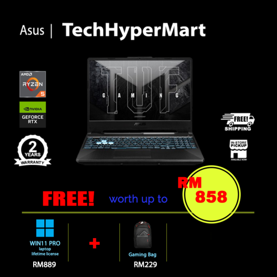 Asus TUF Gaming A15 FA506N-CHN168W-32-W11P 15.6" Laptop/ Notebook (Ryzen 5 7535HS/H, 32GB, 512GB, NV RTX3050, W11P, 144Hz)
