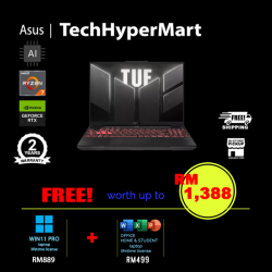 Asus TUF A16 FA607N-UQRL788WS-16-W11P 16" Laptop/ Notebook (Ryzen 7 170, 16GB, 512GB, NV RTX4050, W11P, Off Home 2024 + Off 365 Basic, 144Hz, AI)