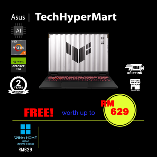 Asus TUF Gaming A16 FA608U-HRV068W-24-W11 16" Laptop/ Notebook (Ryzen 7 260, 24GB, 512GB, NV RTX5050, W11H, 165Hz, AI Chip)