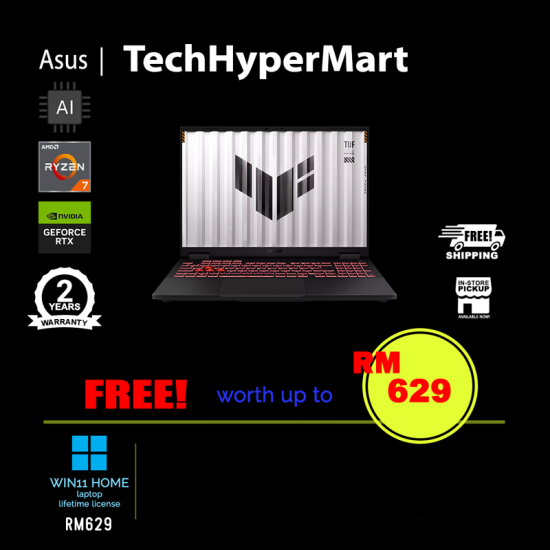 Asus TUF A16 FA608U-MITU216WP-24-W11 16" Laptop/ Notebook (Ryzen 7 260, 24GB, 512GB, NV RTX5060, W11H, 144Hz, AI)