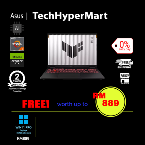 Asus TUF A16 FA608U-MITU216WP-24-1-W11P-EPP 16" Laptop/ Notebook (Ryzen 7 260, 24GB, 1TB, NV RTX5060, W11P, 144Hz, AI)