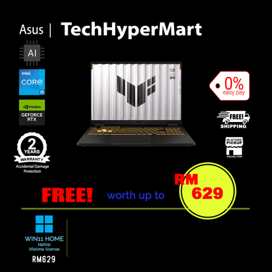 Asus TUF F16 FX608J-HITU205W-1-W11-EPP 16" Laptop/ Notebook (i5-14450HX, 16GB, 1TB, NV RTX5050, W11H, 144Hz, AI)