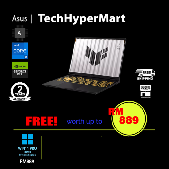 Asus TUF F16 FX608J-PRRV208W-24-W11P 16" Laptop/ Notebook (i7-14650HX, 24GB, 1TB, NV RTX5070, W11P, 165Hz, AI)