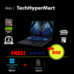 Asus ROG Zephyrus Duo GX650P-ZNM010WH-64-W11 16" Laptop/ Notebook (Ryzen 9 7945HX, 64GB, 1TB, NV RTX4080, W11H, 240Hz)