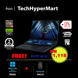 Asus ROG Zephyrus Duo GX650P-ZNM010WH-2-W11P-EPP 16" Laptop/ Notebook (Ryzen 9 7945HX, 32GB, 2TB, NV RTX4080, W11P, 240Hz)