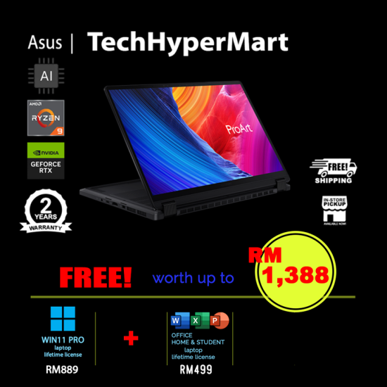 Asus ProArt PX13 HN7306W-VLX028WSM-W11P 13.3" Laptop/ Notebook (Ryzen AI 9 HX 370, 32GB, 1TB, NV RTX4060, W11P, Off H&S + Off 365 Basic, Touchscreen, AI Chip) Asus ProArt PX13 HN7306W-VLX028WSM-W11P 13.3" Laptop/ Notebook (Ryzen AI 9 HX 370, 32GB, 1TB, NV RTX4060, W11P, Off H&S + Off 365 Basic, Touchscreen, AI Chip)