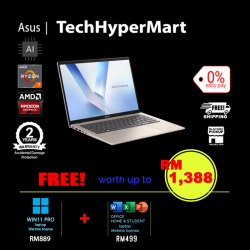 Asus Vivobook M1407K-ALY061WS-1-W11P-EPP 14" Laptop/ Notebook (Ryzen AI 7 350, 16GB, 1TB, AMD Radeon, W11P, Off Home 2024 + Off 365 Basic, AI Chip)