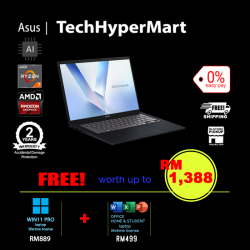 Asus Vivobook M1407K-ALY065WS-1-W11P-EPP 14" Laptop/ Notebook (Ryzen AI 7 350, 16GB, 1TB, AMD Radeon, W11P, Off Home 2024 + Off 365 Basic, AI Chip)