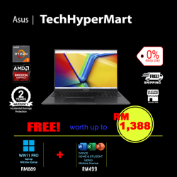 Asus Vivobook M1605Y-AMB423WSM-1-W11P-EPP 16" Laptop/ Notebook (Ryzen 7 7730U, 16GB, 1TB, AMD Radeon, W11P, Off H&S + Off 365 Basic)
