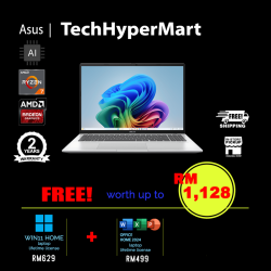 Asus Vivobook M1607K-AMB073WS 16" Laptop/ Notebook (Ryzen AI 7 350, 16GB, 512GB, AMD Radeon, W11H, Off Home 2024 + Off 365 Basic, AI Chip)
