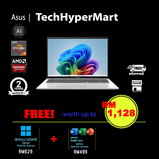 Asus Vivobook M1607K-AMB073WS-24-W11 16" Laptop/ Notebook (Ryzen AI 7 350, 24GB, 512GB, AMD Radeon, W11H, Off Home 2024 + Off 365 Basic, AI Chip) Asus Vivobook M1607K-AMB073WS-24-W11 16" Laptop/ Notebook (Ryzen AI 7 350, 24GB, 512GB, AMD Radeon, W11H, Off Home 2024 + Off 365 Basic, AI Chip)