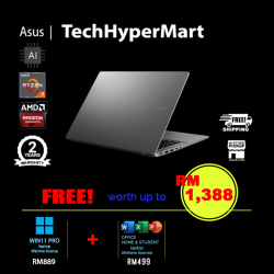 Asus Vivobook M3407G-ASF545WS-24-W11P 14" Laptop/ Notebook (Ryzen AI 7 445, 24GB, 512GB, AMD Radeon, W11P, Off Home 2024 + Off 365 Basic, AI Chip)