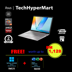 Asus Vivobook S M3407H-ASF221WS-24-W11 14" Laptop/ Notebook (Ryzen 5 220, 24GB, 512GB, AMD Radeon, W11H, Off Home 2024 + Off 365 Basic, AI)