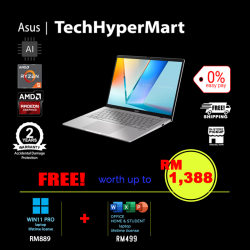Asus Vivobook S M3407H-ASF221WS-32-1-W11P-EPP 14" Laptop/ Notebook (Ryzen 5 220, 32GB, 1TB, AMD Radeon, W11P, Off Home 2024 + Off 365 Basic, AI)