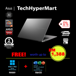 Asus Vivobook M3407K-ASF138WS-1-W11P-EPP 14" Laptop/ Notebook (Ryzen AI 5 330, 16GB, 1TB, AMD Radeon, W11P, Off Home 2024 + Off 365 Basic, AI)