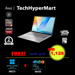 Asus Vivobook M3607K-ASH236WS-24-W11 16" Laptop/ Notebook (Ryzen AI 5 330, 24GB, 512GB, AMD Radeon, W11H, Off Home 2024 + Off 365 Basic, AI Chip)
