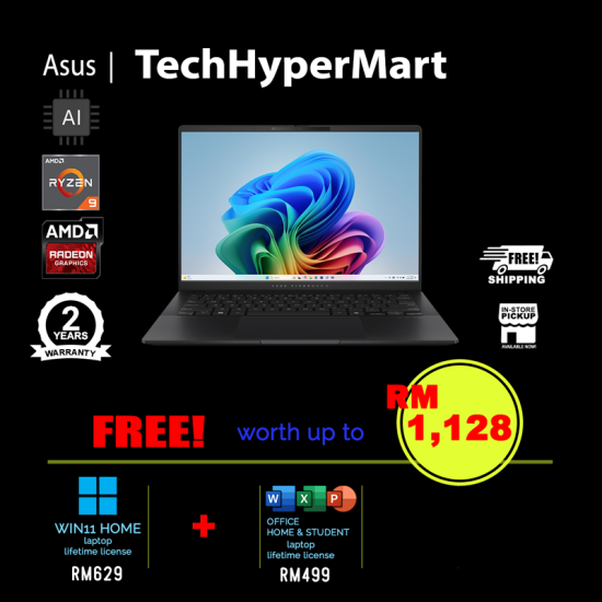 Asus Vivobook S 14 M5406W-AQD087WSM 14" Laptop/ Notebook (Ryzen AI 9 365, 24GB, 512GB, AMD Radeon, W11H, Off H&S, AI Chip) Asus Vivobook S 14 M5406W-AQD087WSM 14" Laptop/ Notebook (Ryzen AI 9 365, 24GB, 512GB, AMD Radeon, W11H, Off H&S, AI Chip)
