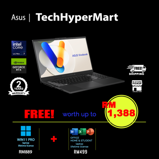 Asus Vivobook Pro N6506M-VMA029WS-W11P 15.6" Laptop/ Notebook (Ultra 7 155H, 24GB, 1TB, NV RTX4060, W11P, Off H&S) Asus Vivobook Pro N6506M-VMA029WS-W11P 15.6" Laptop/ Notebook (Ultra 7 155H, 24GB, 1TB, NV RTX4060, W11P, Off H&S)
