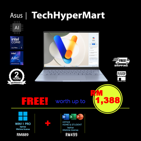 Asus Vivobook S5406S-AQD238WS-W11P 14" Laptop/ Notebook (Ultra 7 258V, 32GB, 1TB, Intel Arc, W11P, Off Home 2024 + Off 365 Basic, AI Chip) Asus Vivobook S5406S-AQD238WS-W11P 14" Laptop/ Notebook (Ultra 7 258V, 32GB, 1TB, Intel Arc, W11P, Off Home 2024 + Off 365 Basic, AI Chip)