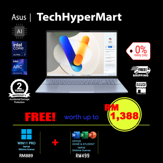 Asus Vivobook S5606M-AMX276WSM-1-W11P-EPP 16" Laptop/ Notebook (Ultra 7 155H, 16GB, 1TB, Intel Arc, W11P, Off H&S, AI Chip) Asus Vivobook S5606M-AMX276WSM-1-W11P-EPP 16" Laptop/ Notebook (Ultra 7 155H, 16GB, 1TB, Intel Arc, W11P, Off H&S, AI Chip)
