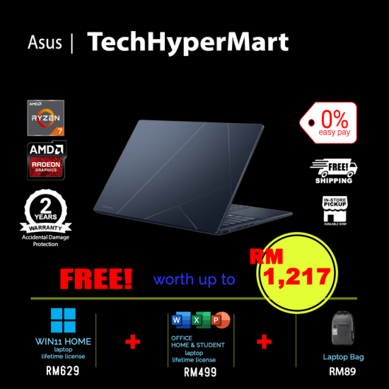 Asus VivoBook S 14 Flip TN3402Y-AKN216WS-1-W11-EPP 14" Laptop/ Notebook (Ryzen 7 7730U, 16GB, 1TB, AMD Radeon, W11H, Off H&S, Touchscreen)