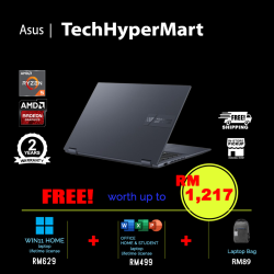 Asus VivoBook S 14 Flip TN3402Y-ALZ215WS-16-W11 14" Laptop/ Notebook (Ryzen 5 7530U, 16GB, 512GB, AMD Radeon, W11H, Off H&S, Touchscreen)