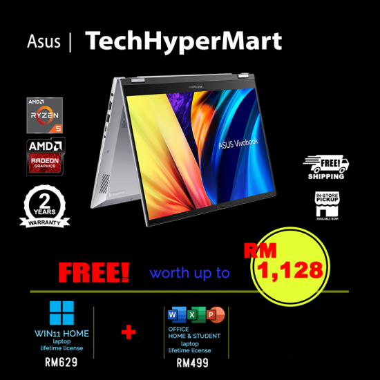 Asus Vivobook S14 Flip TN3402Y-ALZ309WSM-24-W11 14" Laptop/ Notebook (Ryzen 5 7430U, 24GB, 512GB, AMD Radeon, W11H, Off H&S + Off 365 Basic, Touchscreen, Pen) Asus Vivobook S14 Flip TN3402Y-ALZ309WSM-24-W11 14" Laptop/ Notebook (Ryzen 5 7430U, 24GB, 512GB, AMD Radeon, W11H, Off H&S + Off 365 Basic, Touchscreen, Pen)
