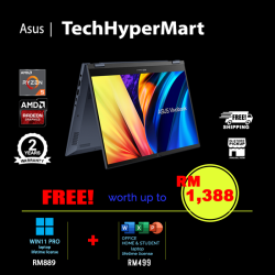 Asus Vivobook S14 Flip TN3402Y-ALZ318WS-12-W11P 14" Laptop/ Notebook (Ryzen 5 7430U, 12GB, 512GB, AMD Radeon, W11P, Off H&S, Touchscreen, Pen)