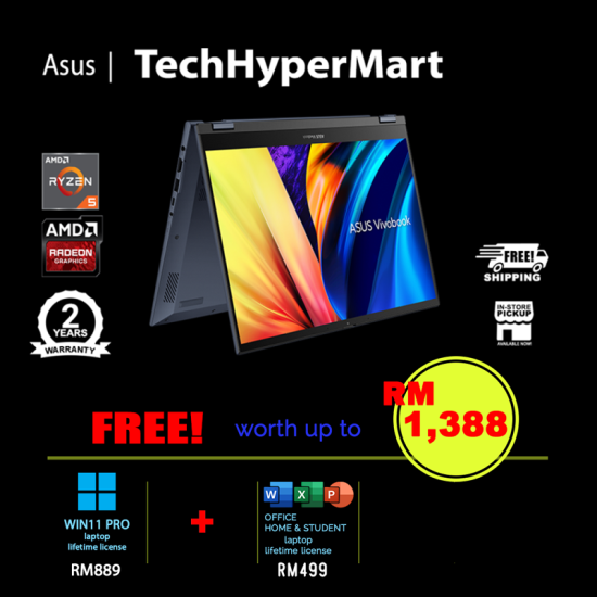 Asus Vivobook S14 Flip TN3402Y-ALZ319WSM-W11P 14" Laptop/ Notebook (Ryzen 5 7430U, 16GB, 512GB, AMD Radeon, W11P, Off H&S + Off 365 Basic, Touchscreen, Pen) Asus Vivobook S14 Flip TN3402Y-ALZ319WSM-W11P 14" Laptop/ Notebook (Ryzen 5 7430U, 16GB, 512GB, AMD Radeon, W11P, Off H&S + Off 365 Basic, Touchscreen, Pen)