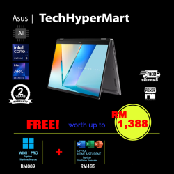 Asus Vivobook Flip TP3407S-ASG149WS-W11P 14" Laptop/ Notebook (Ultra 5 226V, 16GB, 512GB, Intel Arc, W11P, Off Home 2024 + Off 365 Basic, Touchscreen, AI Chip)