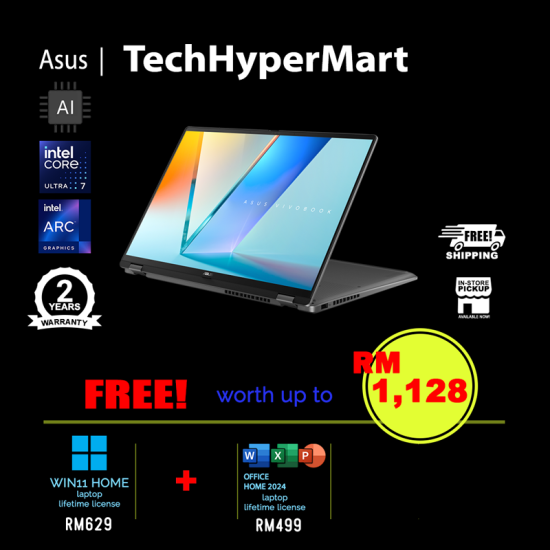 Asus Vivobook Flip TP3607S-ARJ128WS 16" Laptop/ Notebook (Ultra 7 258V, 32GB, 1TB, Intel Arc, W11H, Off Home 2024 + Off 365 Basic, Touchscreen, AI Chip) Asus Vivobook Flip TP3607S-ARJ128WS 16" Laptop/ Notebook (Ultra 7 258V, 32GB, 1TB, Intel Arc, W11H, Off Home 2024 + Off 365 Basic, Touchscreen, AI Chip)