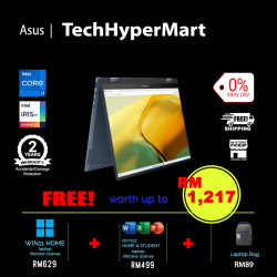 Asus Zenbook Flip UP3404V-AKN182WS-1-W11-EPP 14" Laptop/ Notebook (i7-1360P, 16GB, 1TB, Intel Iris Xe, W11H, Off H&S, Touchscreen, Pen)