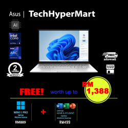 Asus Zenbook UX3405C-APZ146WS-W11P 14" Laptop/ Notebook (Ultra 5 225H, 16GB, 512GB, Intel Arc, W11P, Off Home 2024 + Off 365 Basic, Touchscreen, AI Chip)