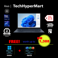 Asus Zenbook UX3405C-APZ148WS-1-W11P-EPP 14" Laptop/ Notebook (Ultra 5 225H, 16GB, 1TB, Intel Arc, W11P, Off Home 2024 + Off 365 Basic, Touchscreen, AI Chip)