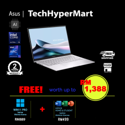 Asus Zenbook UX3405C-AQL246WS-W11P 14" Laptop/ Notebook (Ultra 5 225H, 16GB, 512GB, Intel Arc, W11P, Off Home 2024 + Off 365 Basic, Touchscreen, AI Chip)