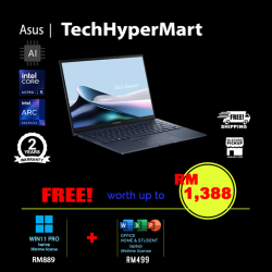 Asus Zenbook UX3405C-AQL248WS-W11P 14" Laptop/ Notebook (Ultra 5 225H, 16GB, 512GB, Intel Arc, W11P, Off Home 2024 + Off 365 Basic, Touchscreen, AI Chip)