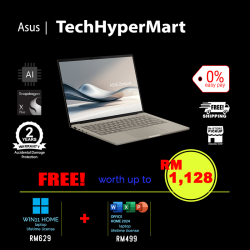 Asus Zenbook A14 UX3407Q-ASB0226WS-2-W11-EPP 14" Laptop/ Notebook (Snapdragon X X1 26 100, 32GB, 2TB, Qualcomm Adreno, W11H, Off Home 2024 + Off 365 Basic, AI Chip)