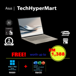 Asus Zenbook A14 UX3407Q-ASB0226WS-W11P 14" Laptop/ Notebook (Snapdragon X X1 26 100, 32GB, 1TB, Qualcomm Adreno, W11P, Off Home 2024 + Off 365 Basic, AI Chip)