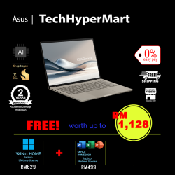 Asus Zenbook A14 UX3407R-AQD0326WS-2-W11-EPP 14" Laptop/ Notebook (Snapdragon X Elite X1E 78 100, 32GB, 2TB, Qualcomm Adreno, W11H, Off Home 2024 + Off 365 Basic, AI Chip)