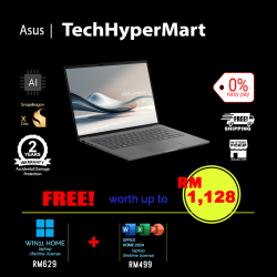 Asus Zenbook A14 UX3407R-AQD0328WS-2-W11-EPP 14" Laptop/ Notebook (Snapdragon X Elite X1E 78 100, 32GB, 2TB, Qualcomm Adreno, W11H, Off Home 2024 + Off 365 Basic, AI Chip)