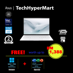 Asus Zenbook UX5406A-ASU393WS-W11P 14" Laptop/ Notebook (Ultra 9 386H, 32GB, 512GB, Intel, W11P, Off Home 2024 + Off 365 Basic, Touch, AI)