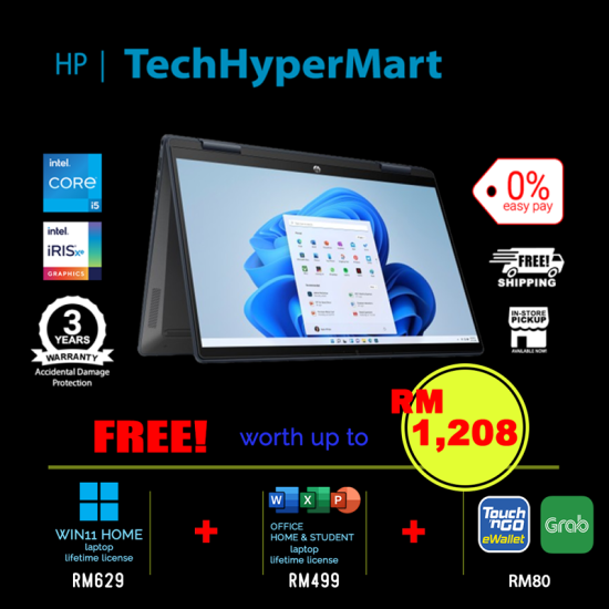 HP Pavilion x360 14-ek1038TU-1-W11-EPP 14" Laptop/ Notebook (i5-1335U, 16GB, 1TB, Intel Iris Xe, W11H, Off H&S, Touchscreen, Pen) HP Pavilion x360 14-ek1038TU-1-W11-EPP 14" Laptop/ Notebook (i5-1335U, 16GB, 1TB, Intel Iris Xe, W11H, Off H&S, Touchscreen, Pen)
