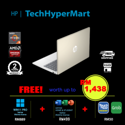 HP 14-em0215AU-W11P 14" Laptop/ Notebook (Ryzen 3 7320U, 8GB, 512GB, AMD Radeon, W11P, Off Home 2024 + Off 365 Basic)