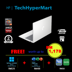 HP 14-em0216AU 14" Laptop/ Notebook (Ryzen 3 7320U, 8GB, 512GB, AMD Radeon, W11H, Off Home 2024 + Off 365 Basic)