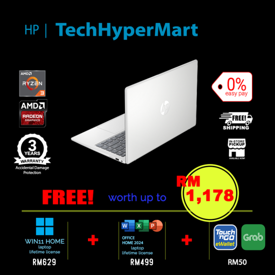 HP 14-em0216AU-1-W11-EPP 14" Laptop/ Notebook (Ryzen 3 7320U, 8GB, 1TB, AMD Radeon, W11H, Off Home 2024 + Off 365 Basic) HP 14-em0216AU-1-W11-EPP 14" Laptop/ Notebook (Ryzen 3 7320U, 8GB, 1TB, AMD Radeon, W11H, Off Home 2024 + Off 365 Basic)