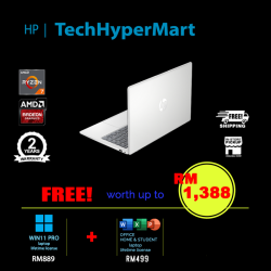 HP 14-em0303AU-32-W11P 14" Laptop/ Notebook (Ryzen 7 7730U, 32GB, 512GB, AMD Radeon, W11P, Off Home 2024 + Off 365 Basic)