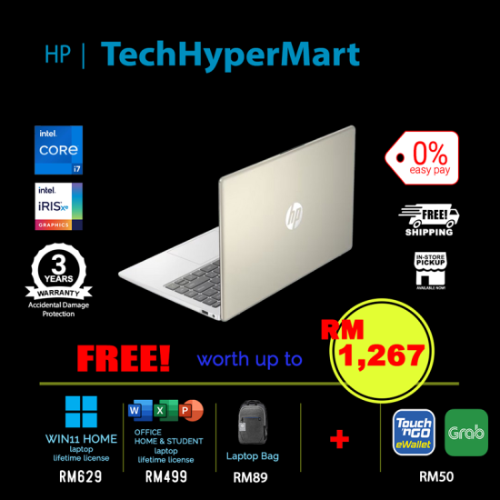 HP 14-ep0039TU-1-W11-EPP 14" Laptop/ Notebook (i7-1355U, 8GB, 1TB, Intel Iris Xe, W11H, Off H&S)