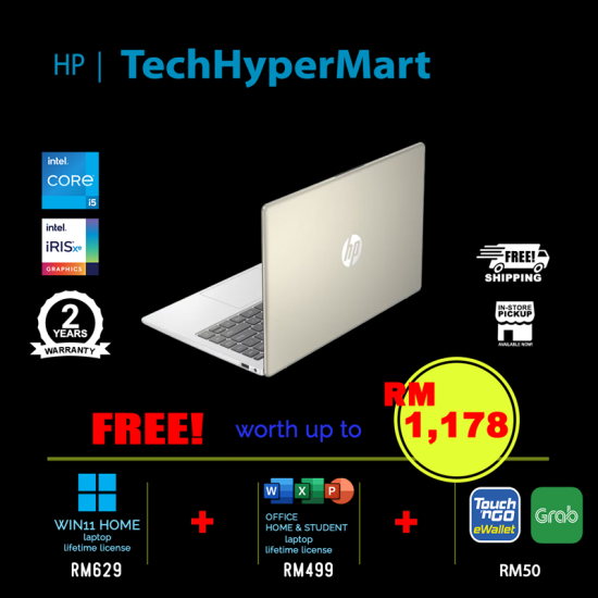 HP 14-ep0044TU 14" Laptop/ Notebook (i5-1335U, 8GB, 512GB, Intel Iris Xe, W11H, Off H&S)